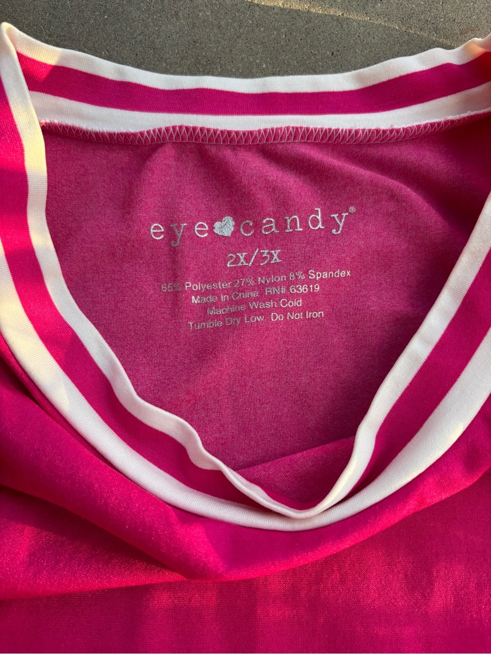eye candy Hot Pink Fitted Tank Top with White Trim size 2X/3X - Picture 2 of 3